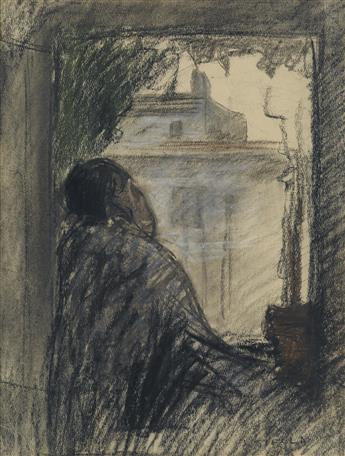 JOSEPH STELLA Man Seated at a Window.